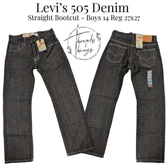 Levi's Other - NWT Levi's 505 Jeans Boys 14 Reg 27 Dark Denim Straight Bootcut Sits Below Waist